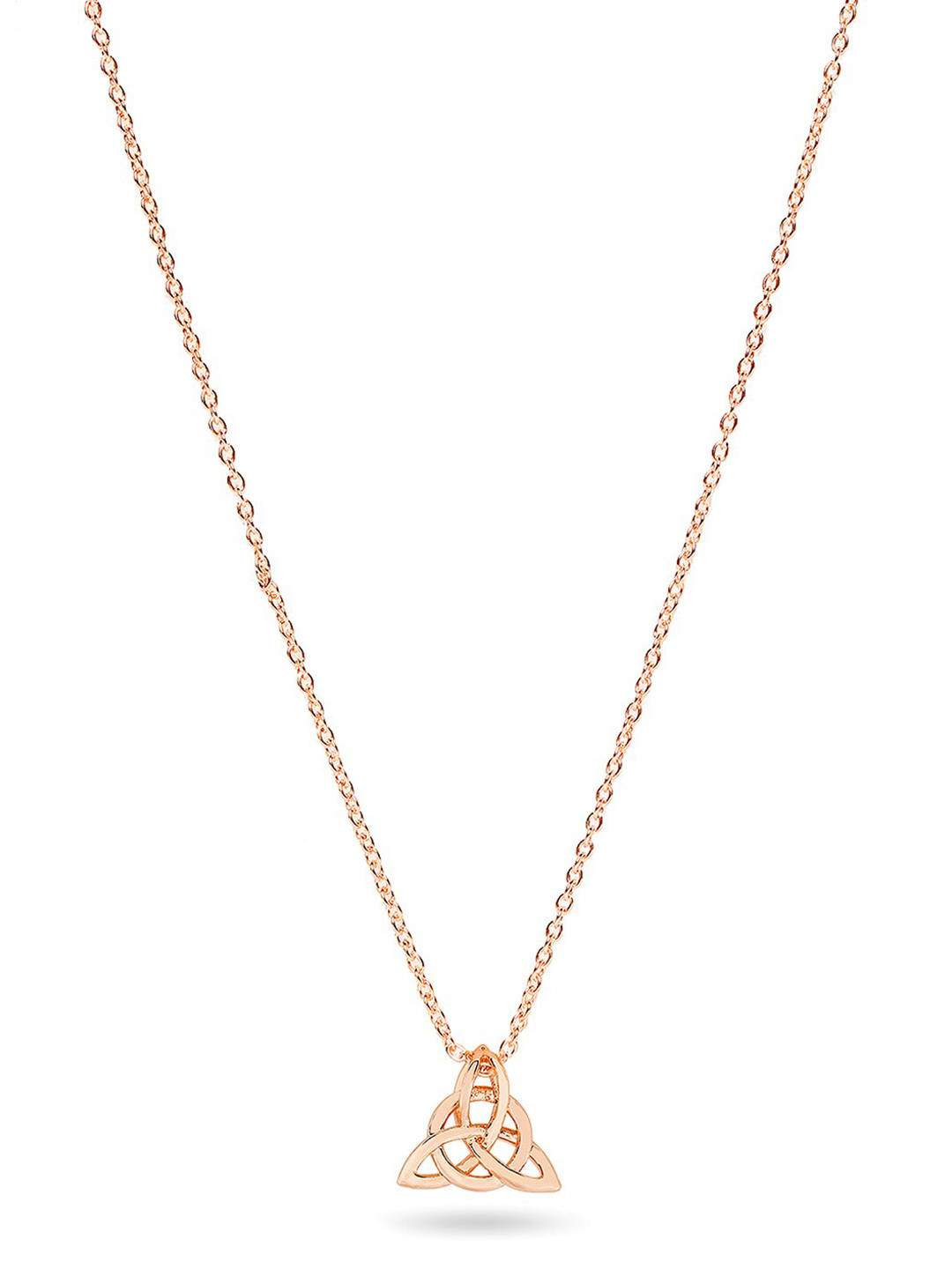 Mahi Rose Gold-Plated Knot Triquetra Trinity Triangle Pendant With Chain