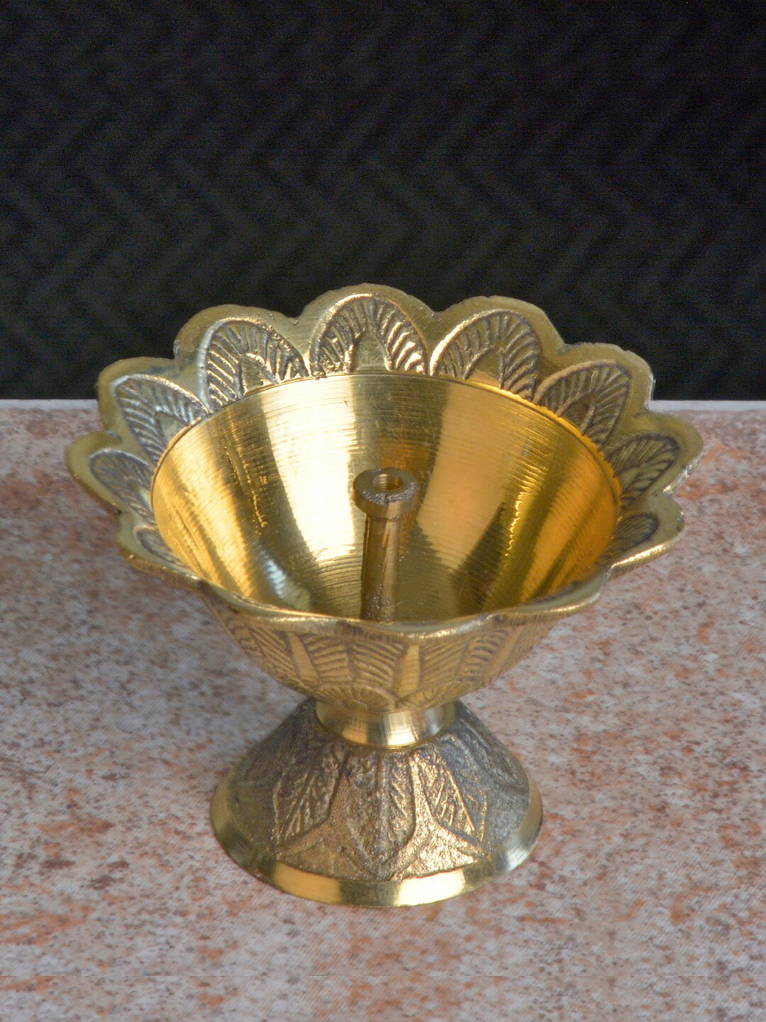 StyleMyWay Gold-Toned Floral Design Jyoti Pooja Diya