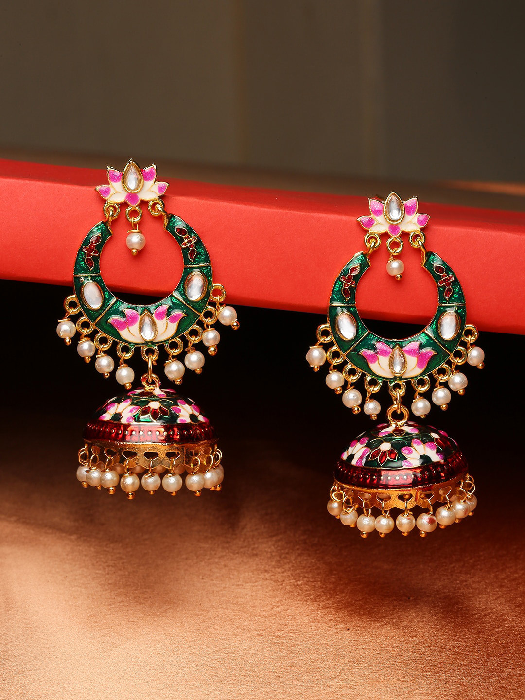OOMPH Green Dome Shaped Jhumkas