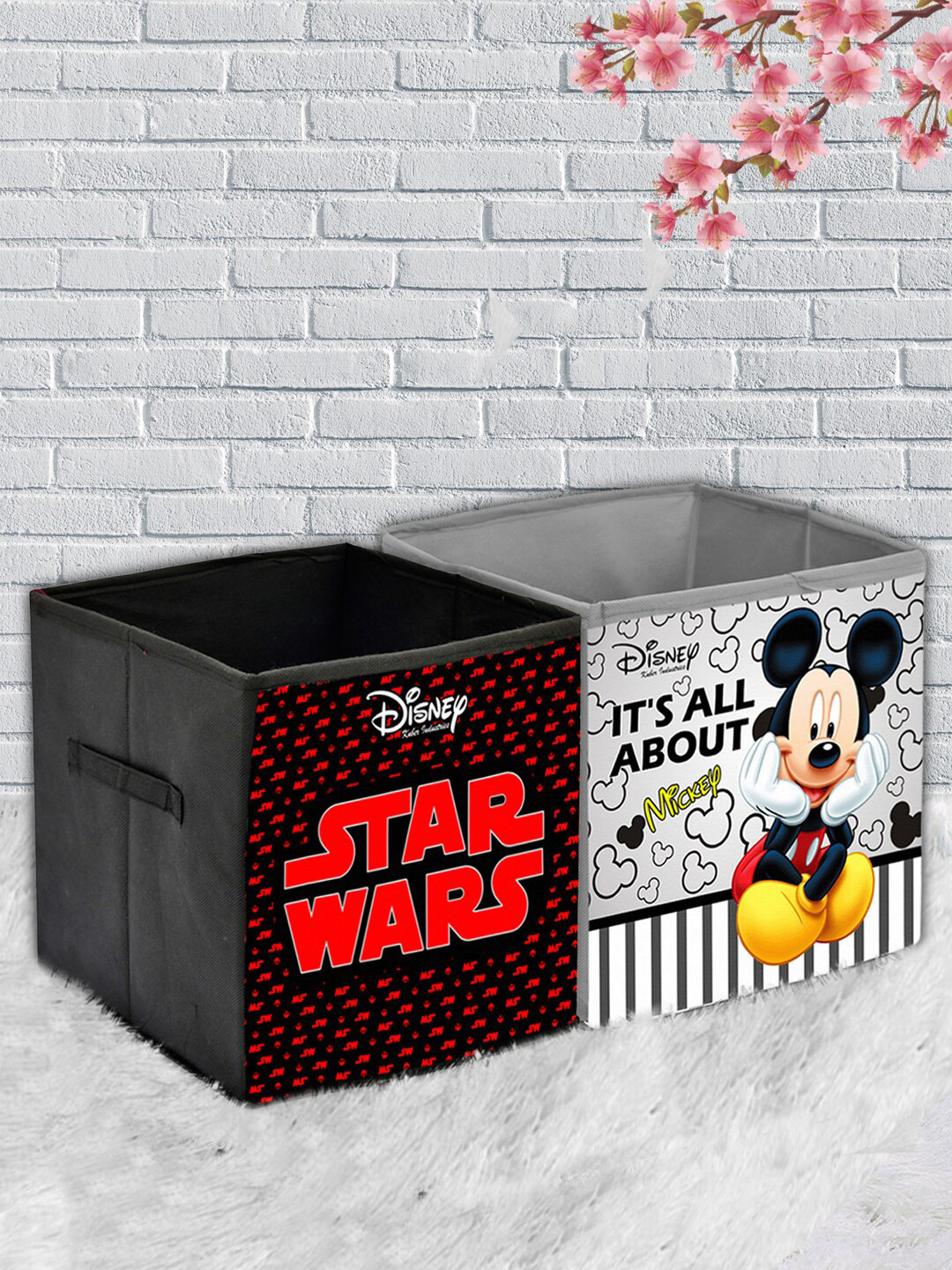 Kuber Industries Unisex Set of 2 Printed Extra Large Foldable Storage Cube With Handle