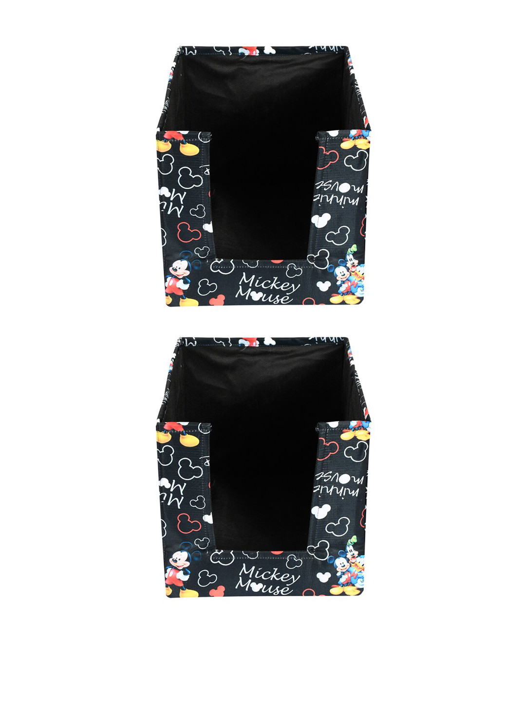 Kuber Industries Set Of 2 Black & White Disney Mickey Printed Foldable Storage Boxes With Handle