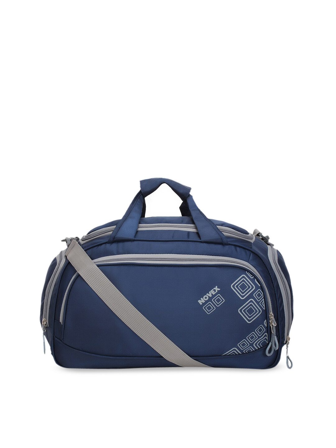 NOVEX Unisex Blue & Grey Solid Medium Duffel Bag