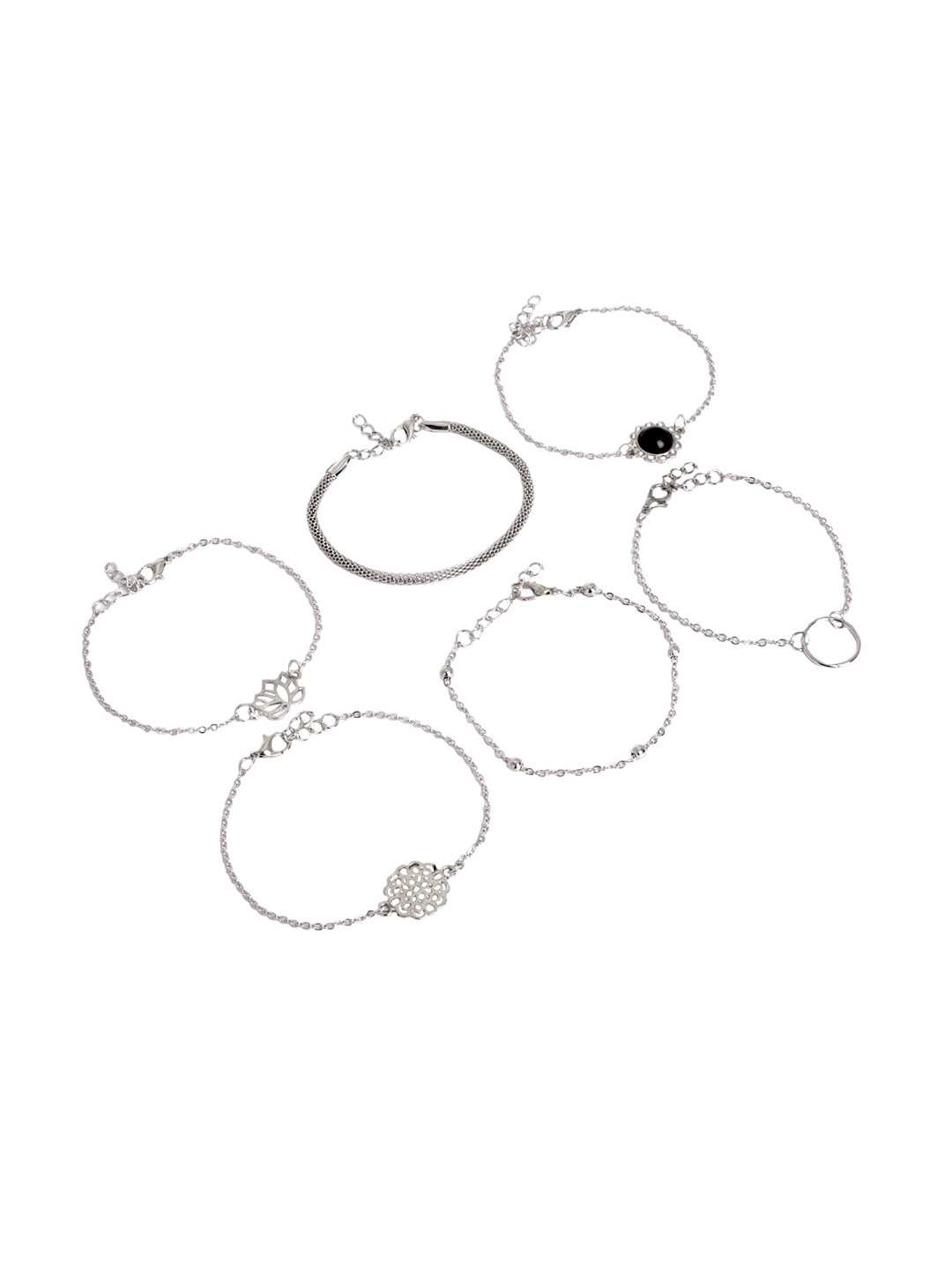 JOKER & WITCH Set of 6 Silver-Toned Bracelets