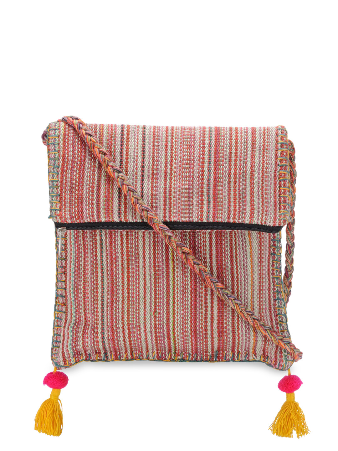 The House of Tara Red Striped Sling Bag