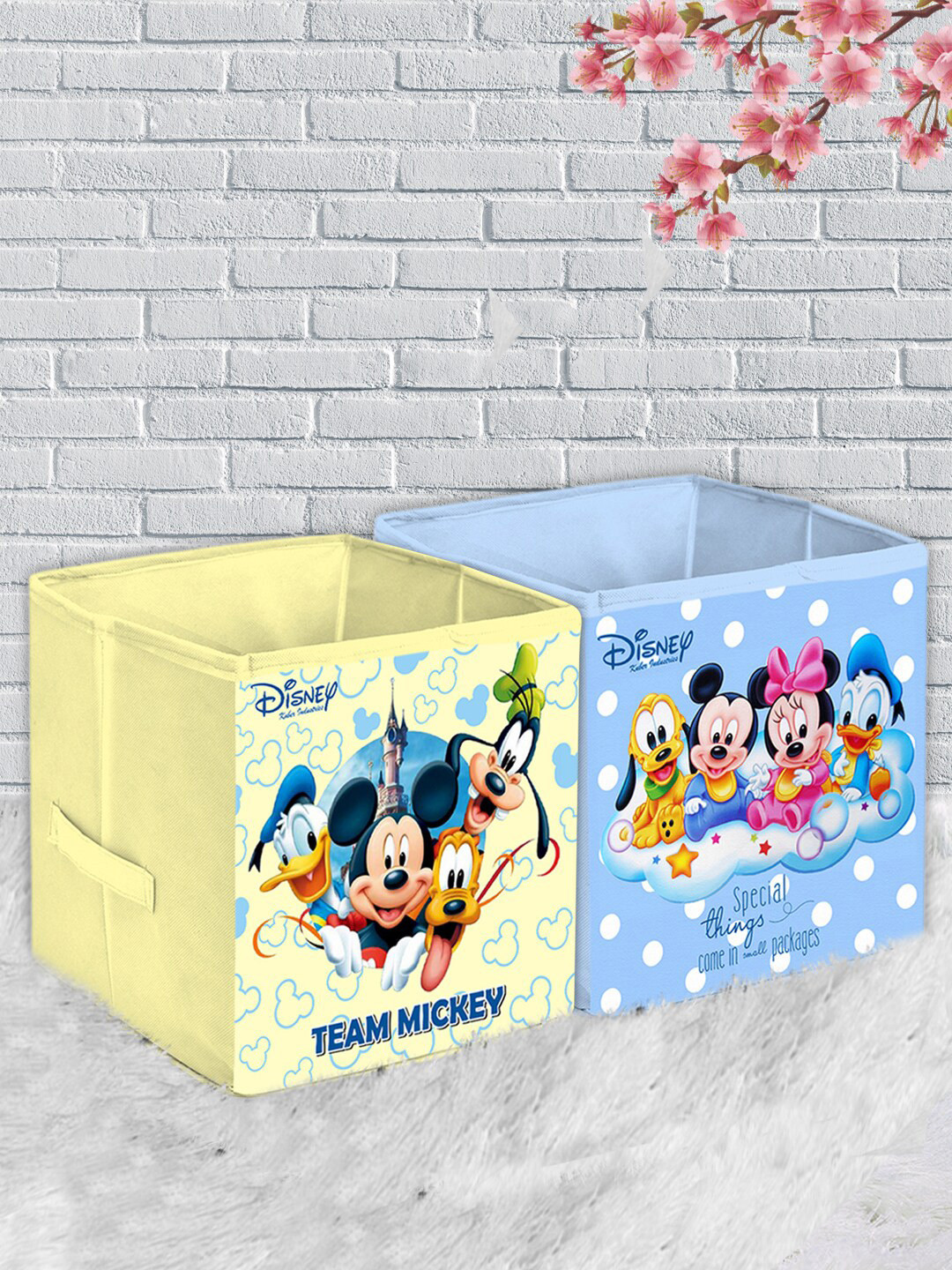 Kuber Industries Set Of 2 Disney Printed Foldable Extra Large Storage Cube Organisers