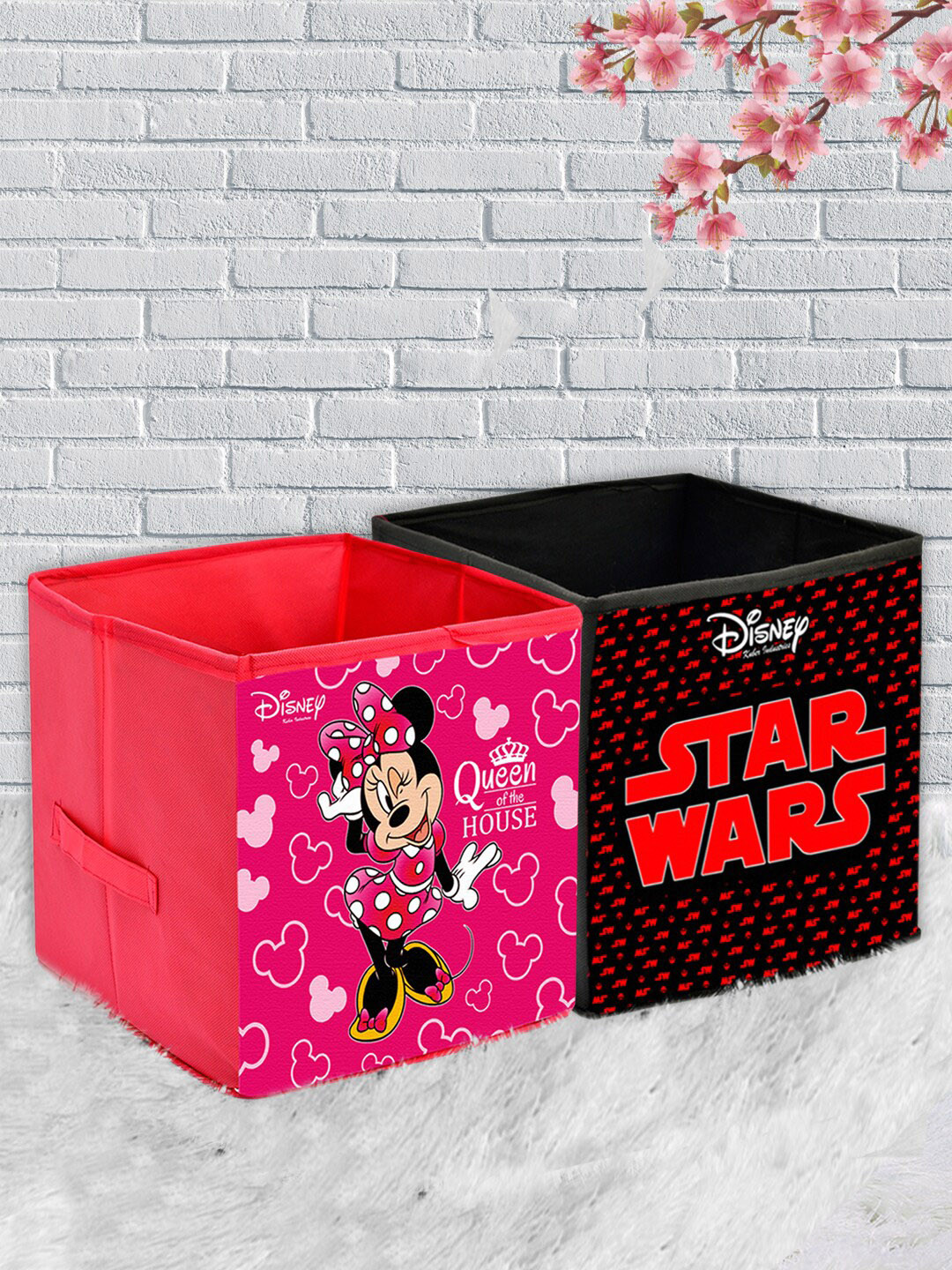 Kuber Industries Set Of 2 Disney Printed Extra Large Foldable Storage Cube With Handle