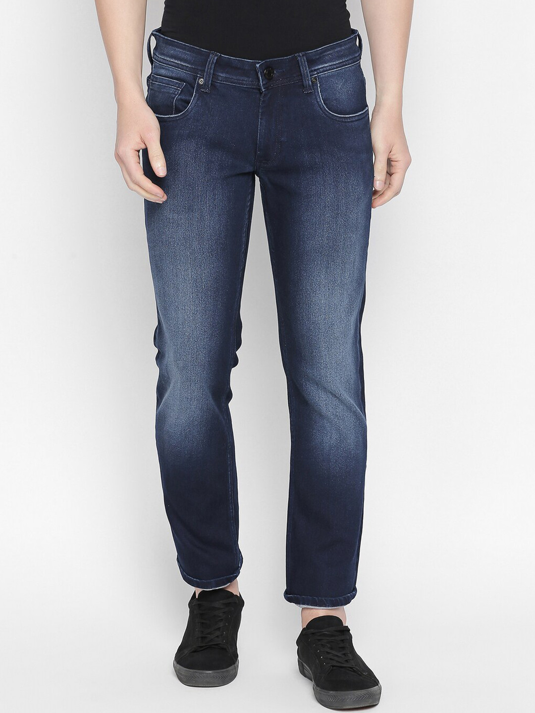 Basics Men Navy Blue Slim Fit Low-Rise Clean Look Jeans
