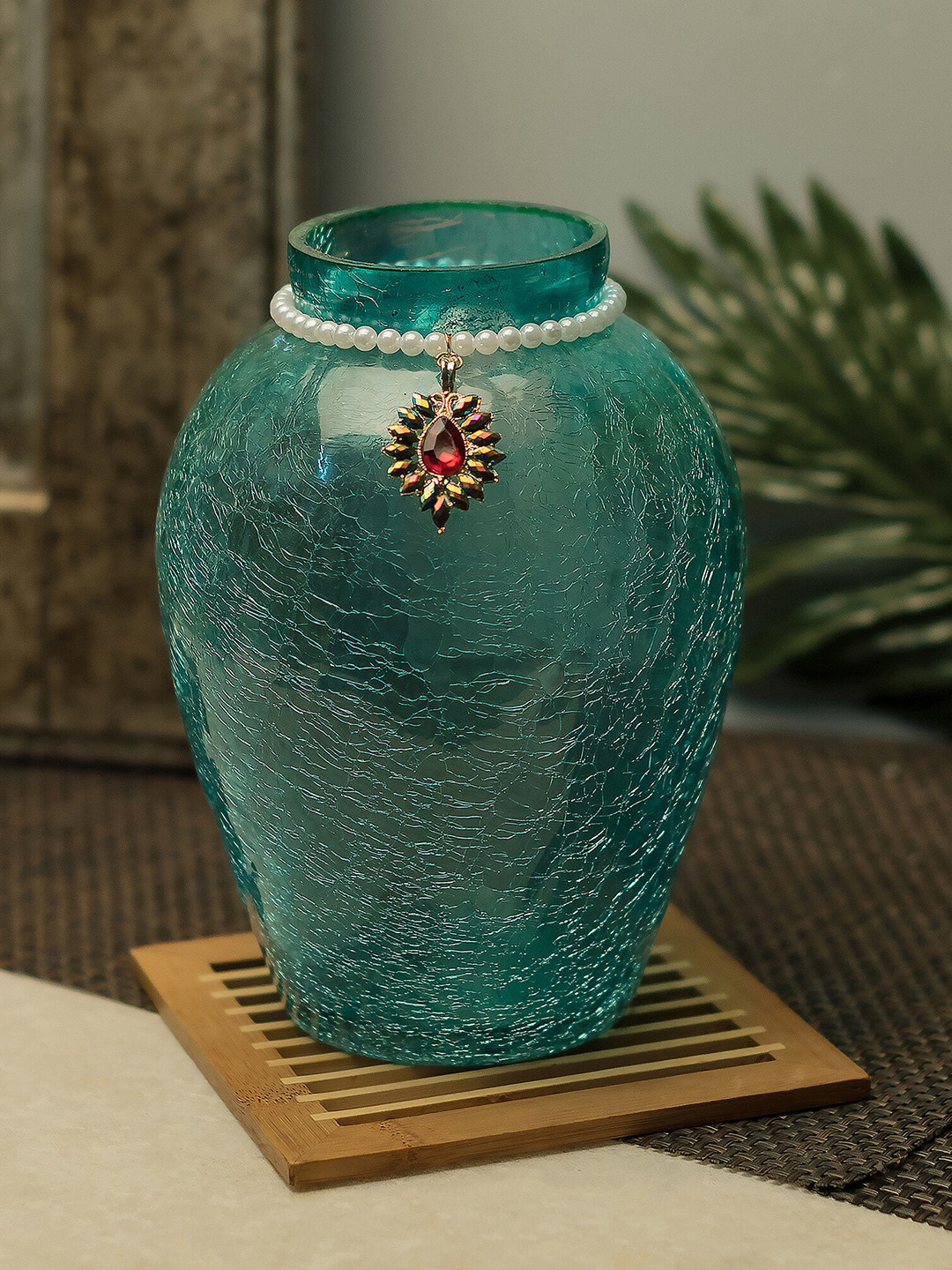 Homesake Turquoise Blue Textured Flower Vase