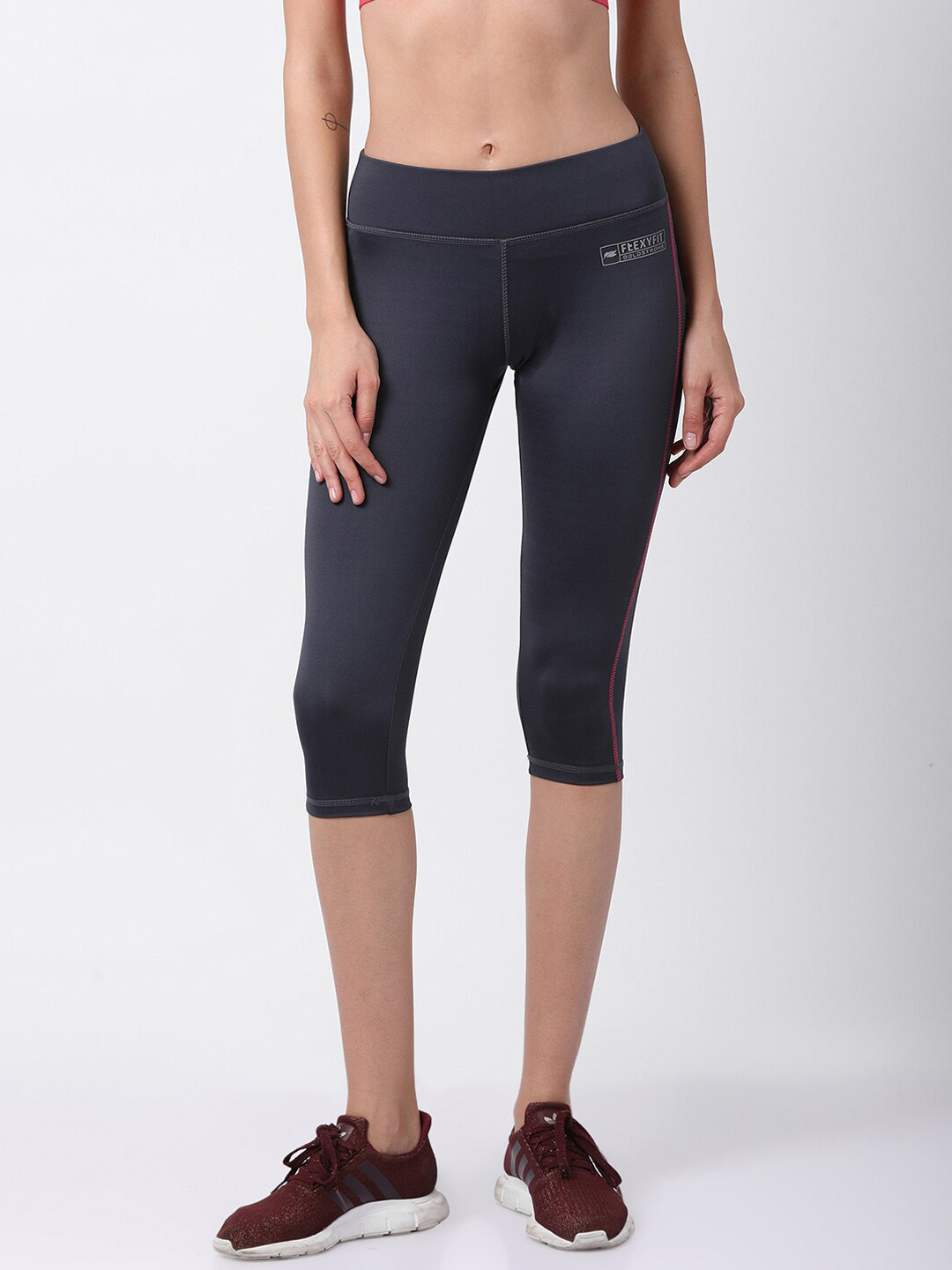 GOLDSTROMS Women Grey Solid Slim Fit Dri Fit Capris