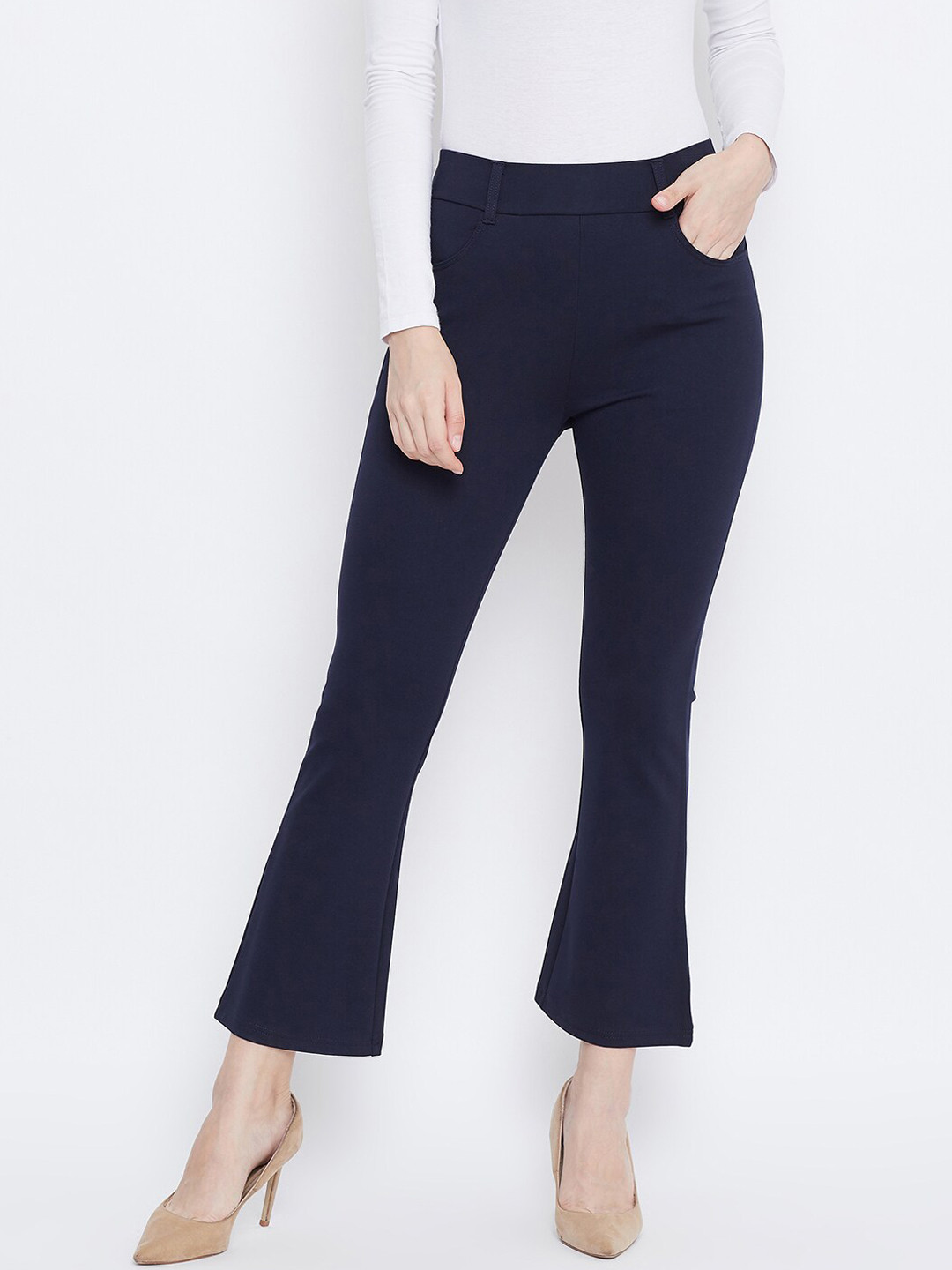 Clora Creation Women Navy Blue Solid Bootcut Treggings
