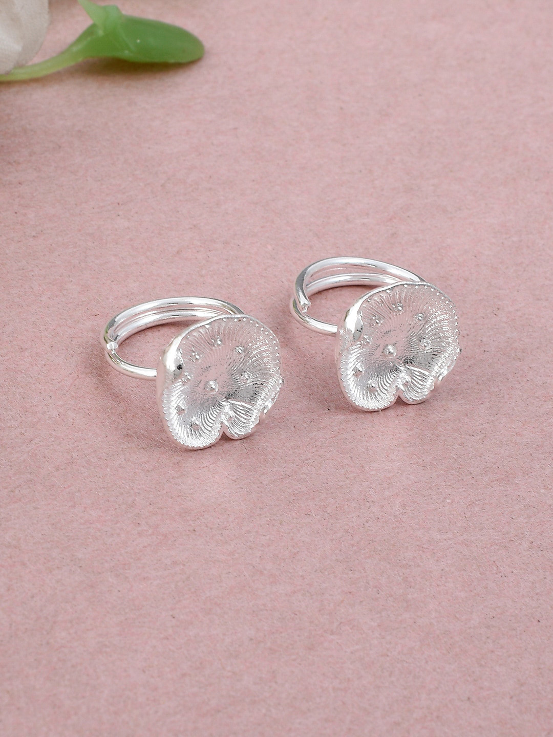 Silvermerc Designs Set Of 2 Silver-Plated Adjustable Handcrafted Toe Rings