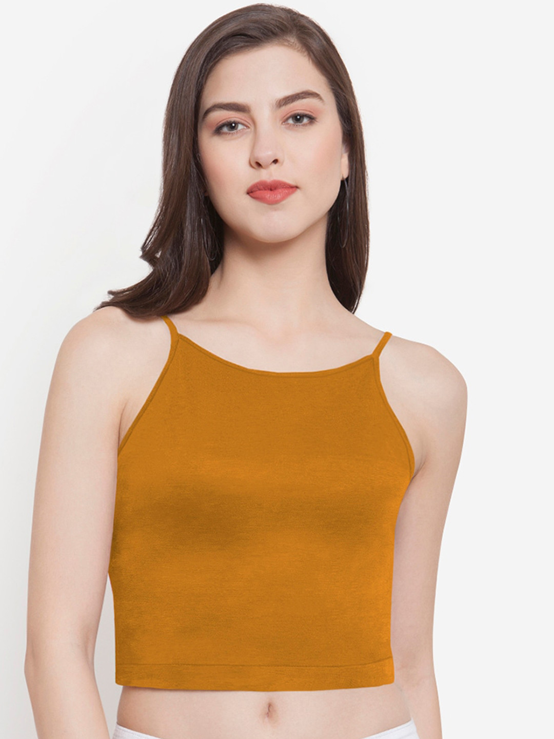Martini Mustard Brown Regular Crop Top