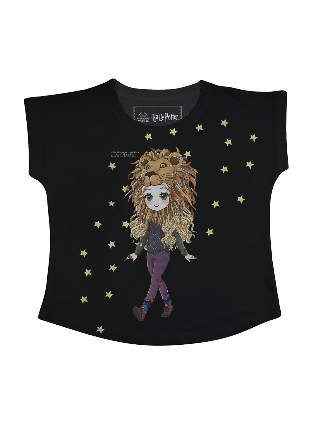 Harry Potter Girls Black & Brown Printed Regular Top