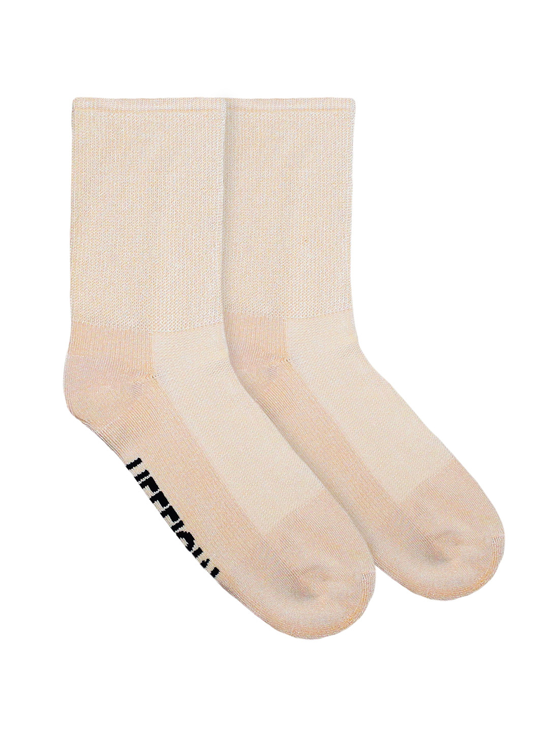 Heelium Unisex Pack of 2 Beige Solid Bamboo Diabetic & Anti-Odour Calf-Length Socks