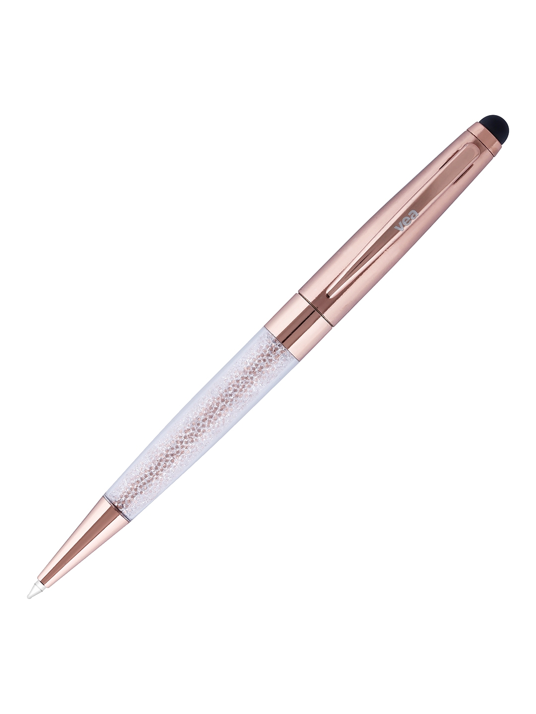 VEA Rose Gold Toned   White Crystal Touch Stylus Ballpoint Pen