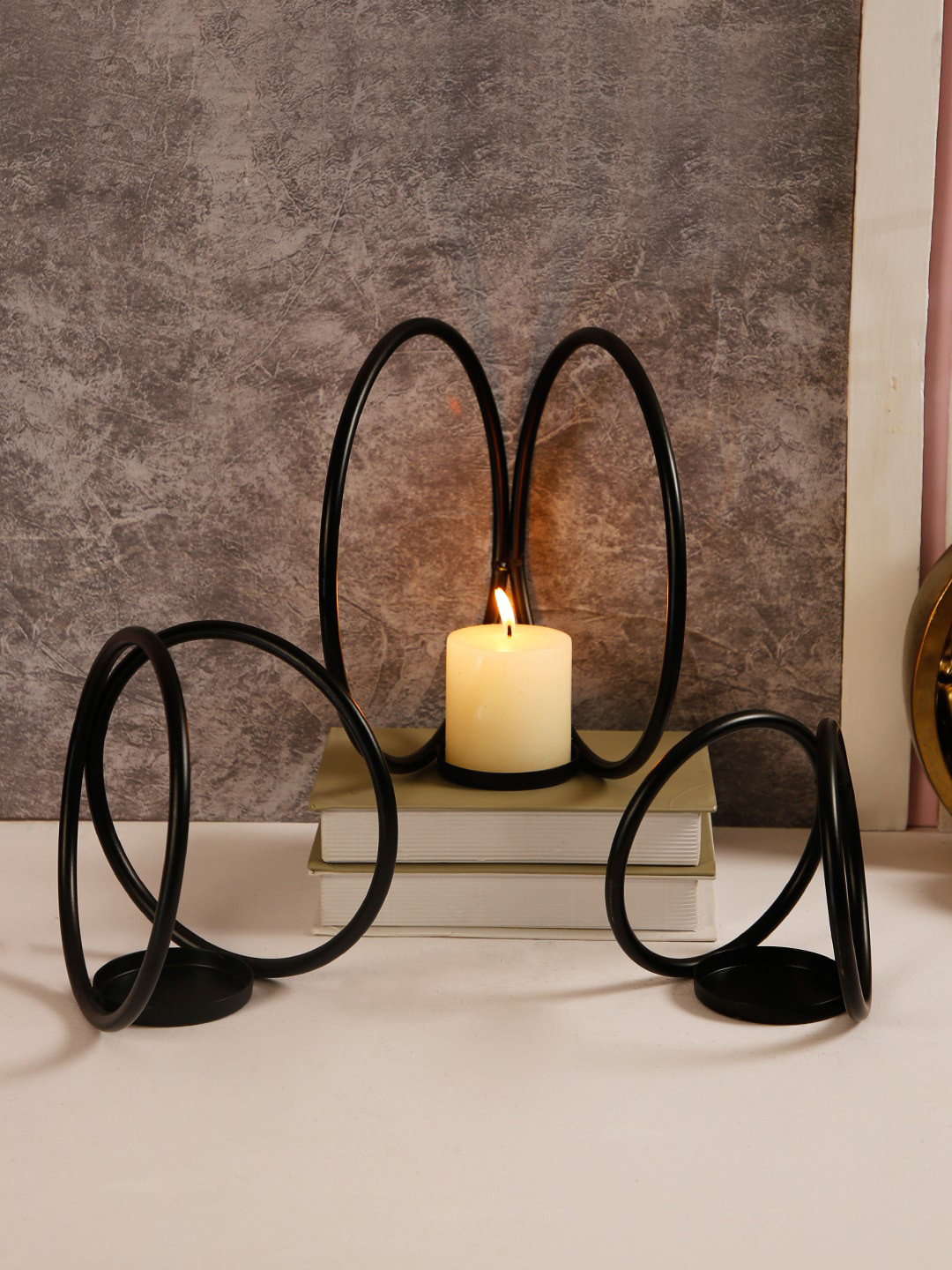Aapno Rajasthan Set Of 3 Black Candle Holders