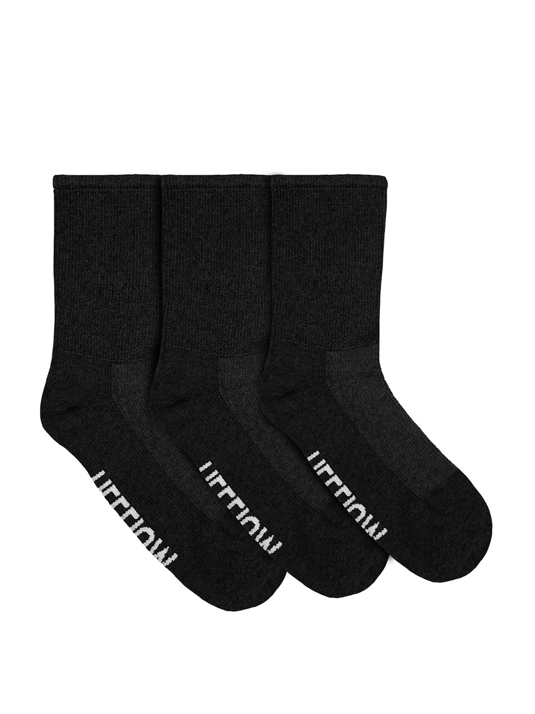 Heelium Unisex Pack of 3 Black Solid Diabetic Anti-Odour Calf-Length Socks