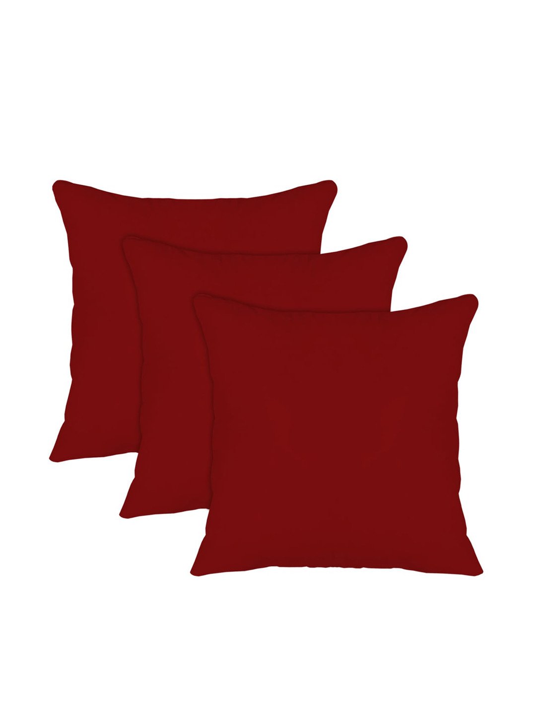 Kuber Industries Set Of 3 Maroon Solid Microfiber Filled Floor Cushions
