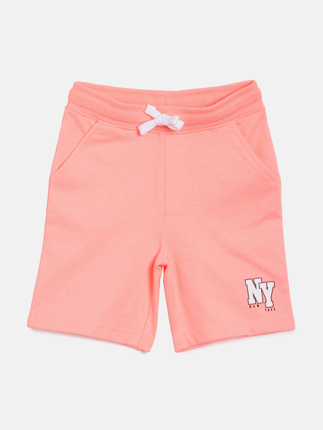 3PIN Boys Peach-Coloured Solid Regular Fit Cotton Shorts