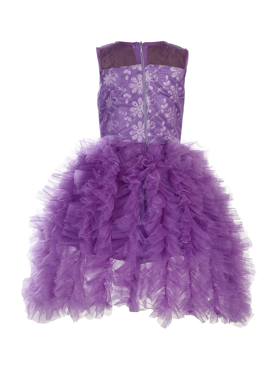 Samsara Couture Girls Lavender Embellished Ruffled Dress