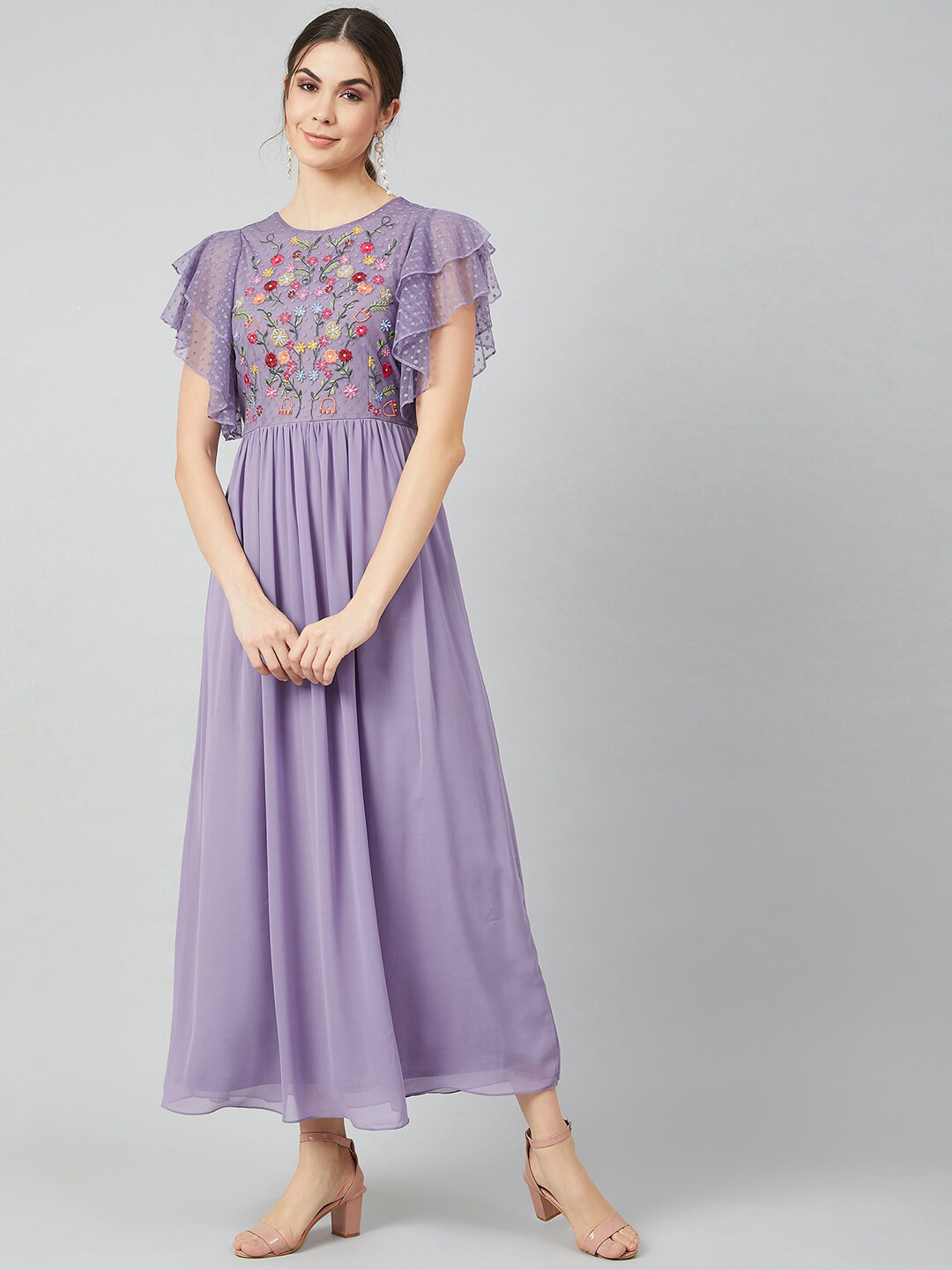 Athena Purple Floral Printed Maxi Dress