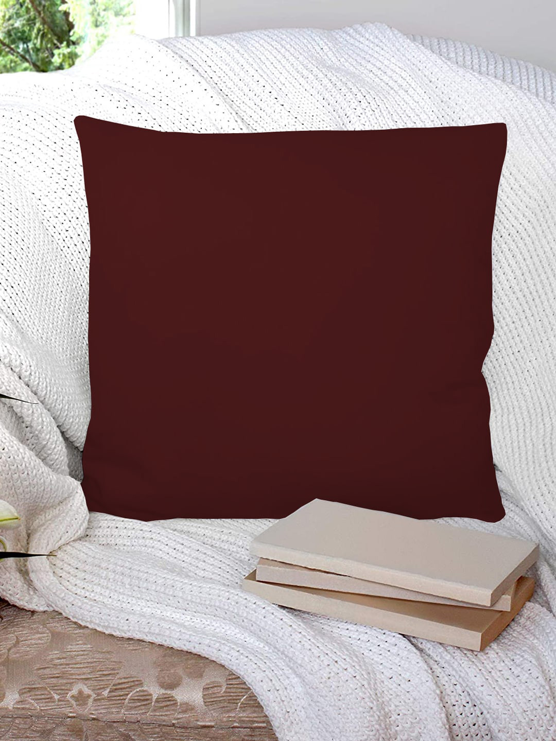 Kuber Industries Brown Solid Microfiber Filled Floor Cushions