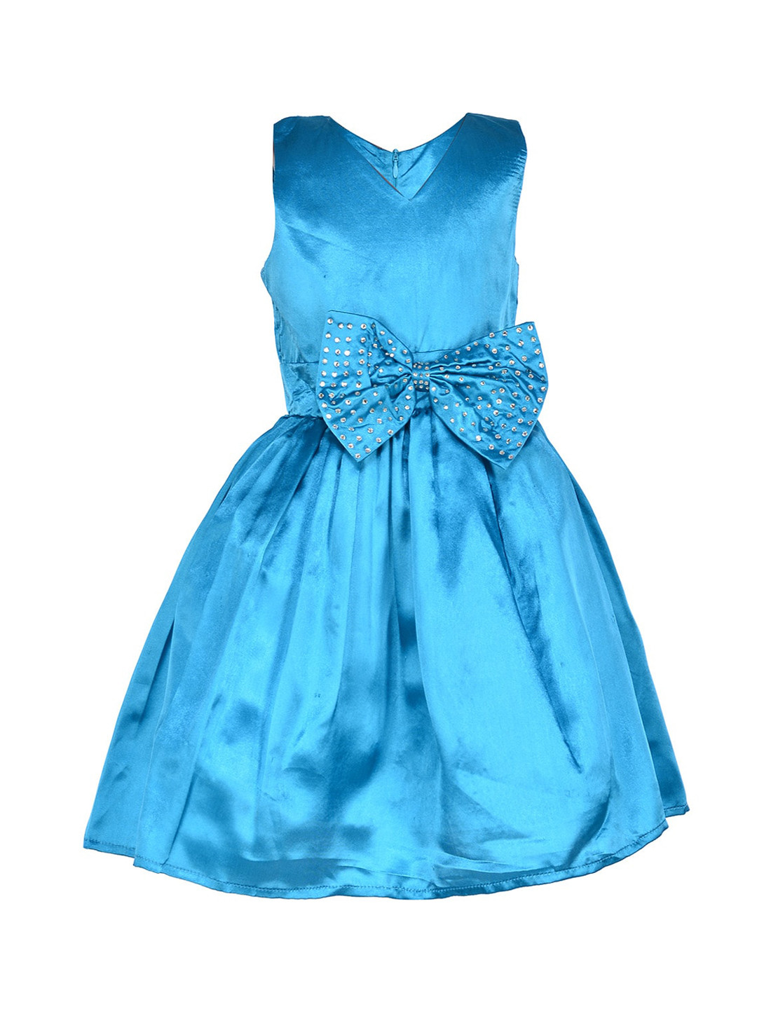 Samsara Couture Girls Blue Solid Fit and Flare Dress