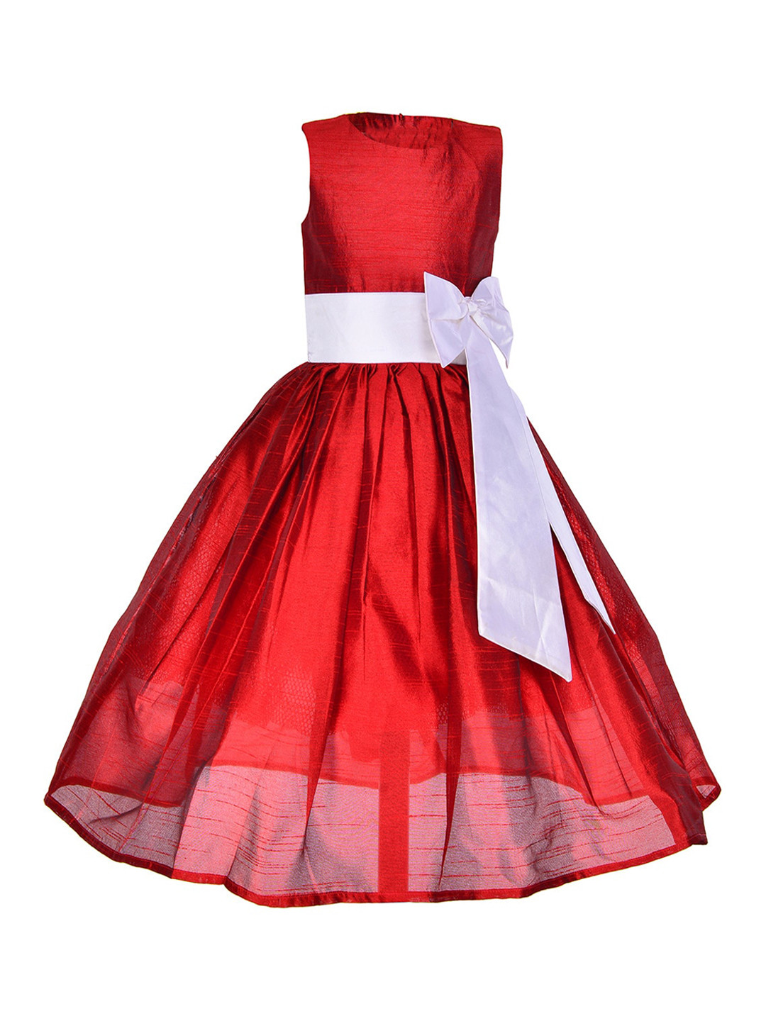 Samsara Couture Girls Red Solid Fit & Flare Dress