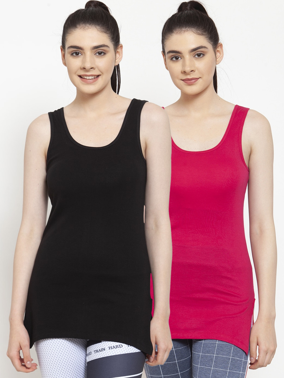 Friskers Set of 2 Black & Pink Tank Top