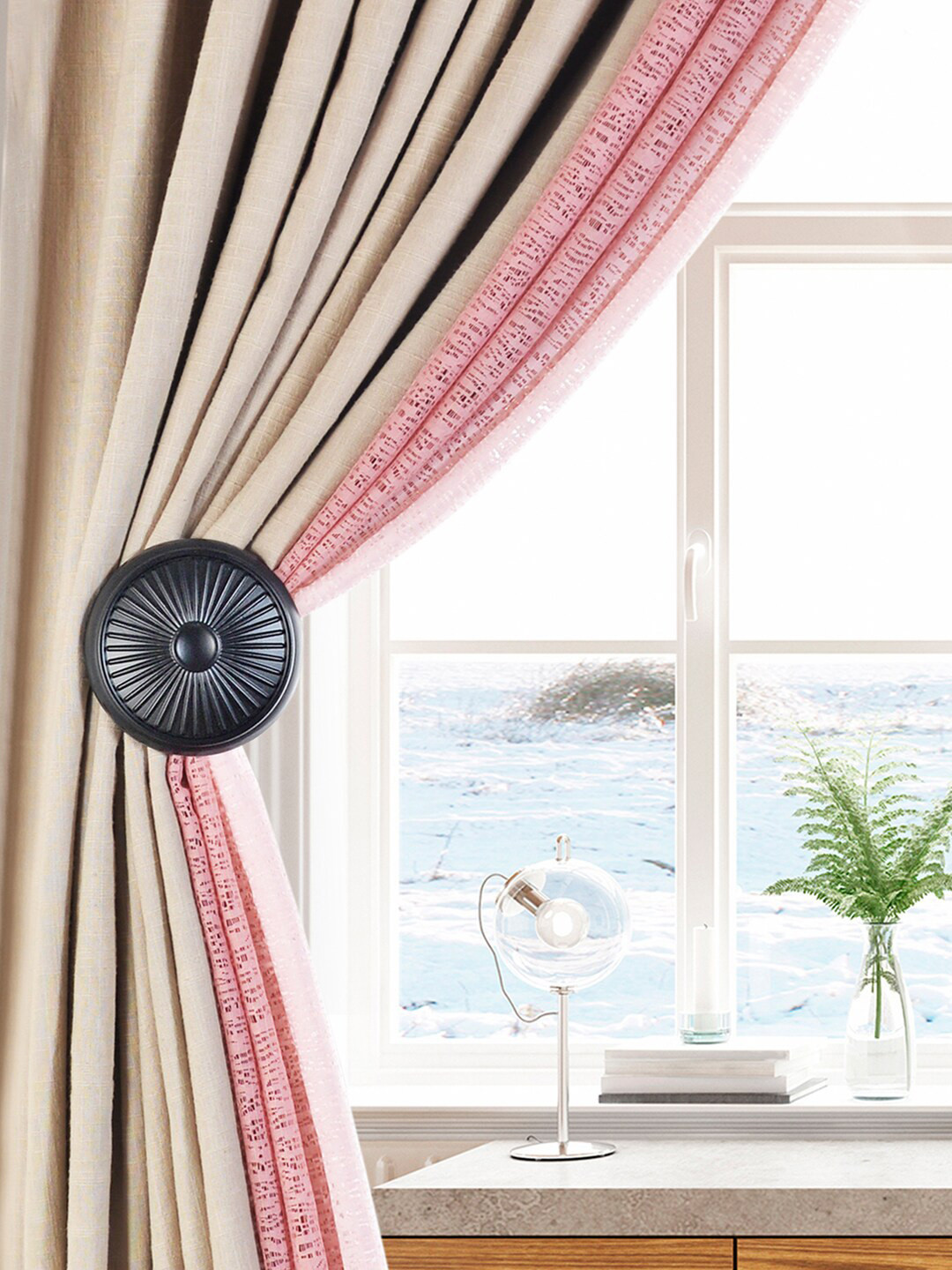 Deco Window Set Of 2 Black Curtain Holdbacks