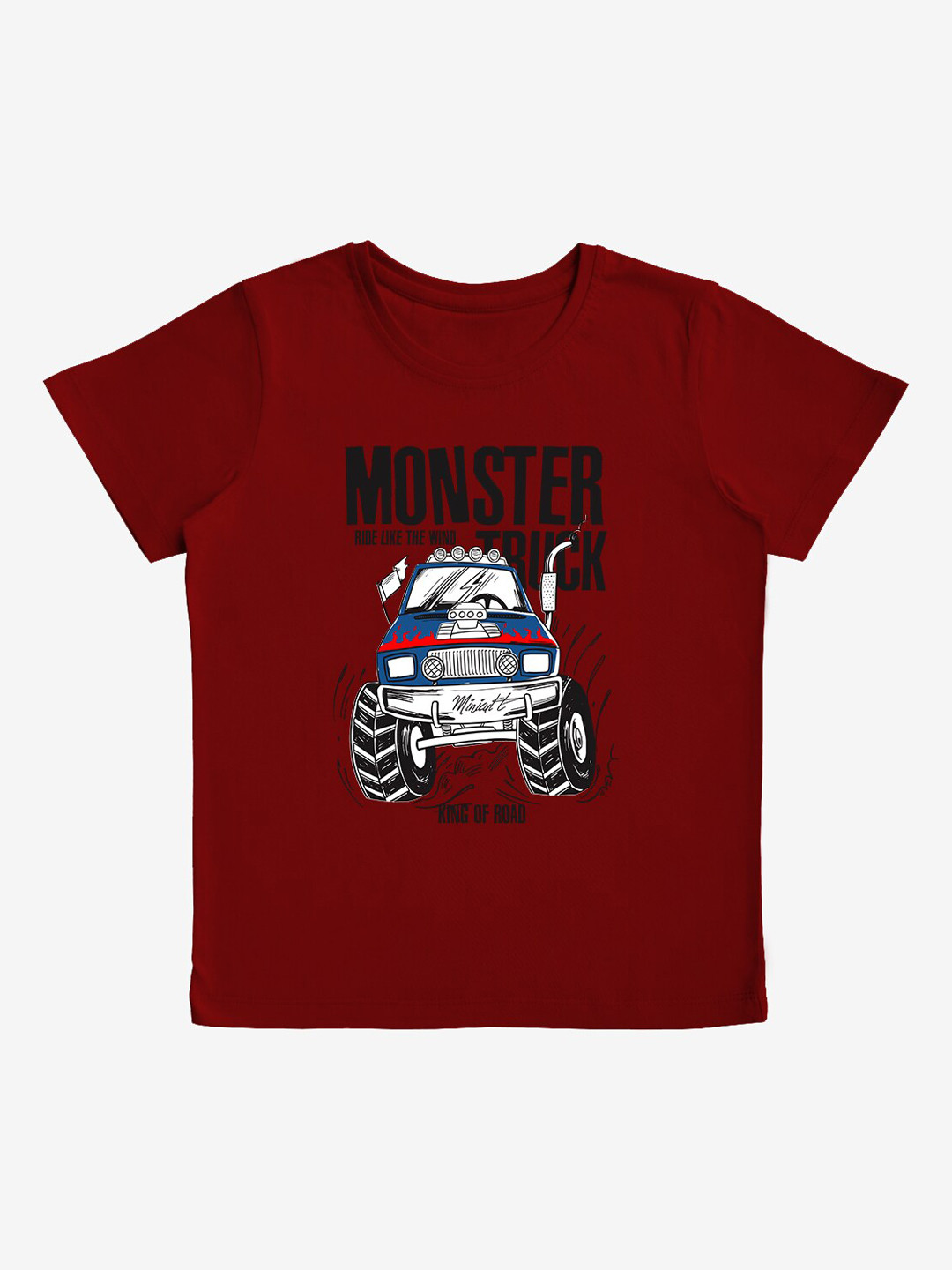 x2o Boys Maroon Printed Round Neck T-shirt
