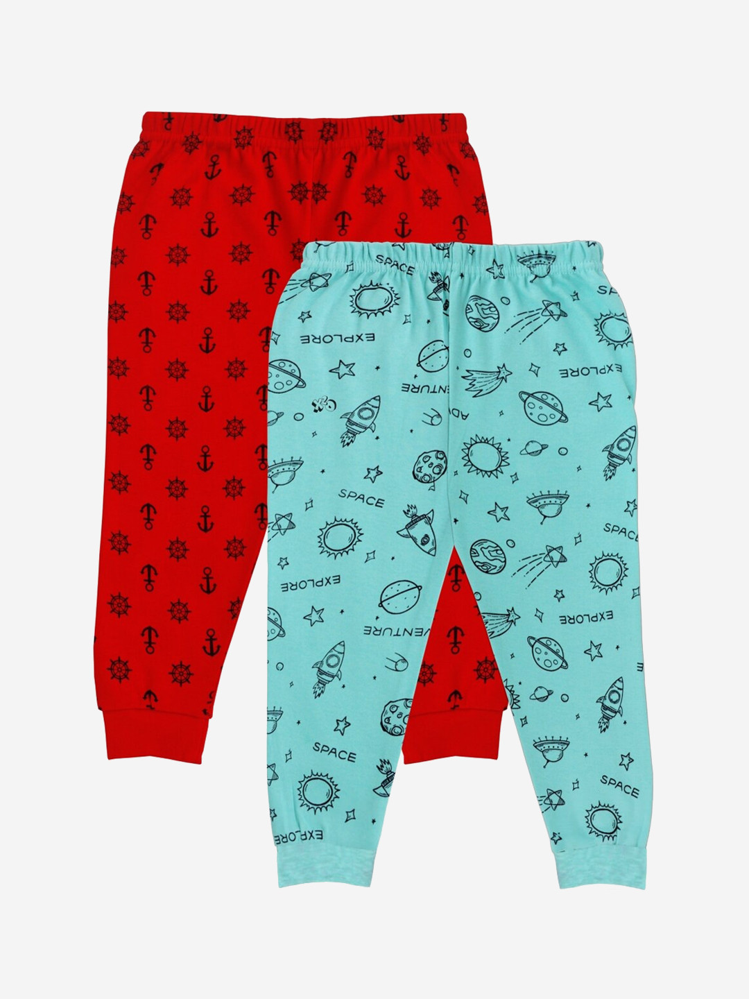 x2o Infant Kids Pack Of 2 Red & Blue Printed Lounge Pants