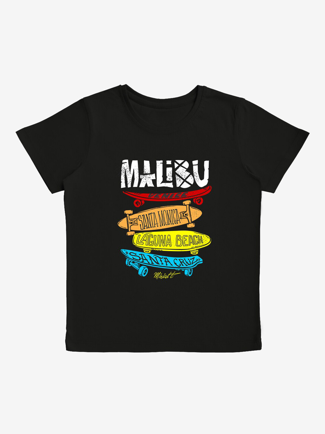 x2o Boys Black Printed Round Neck Bio Finish T-shirt