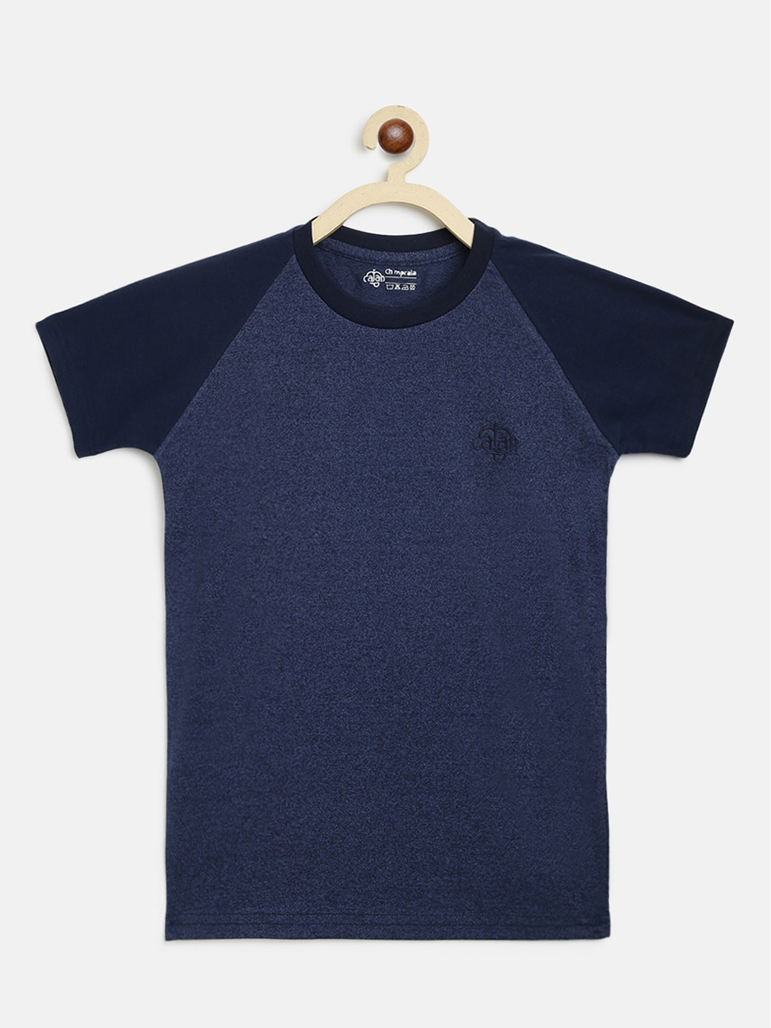 CHIMPRALA Girls Blue & Black Cotton Round Neck Sports T-shirt