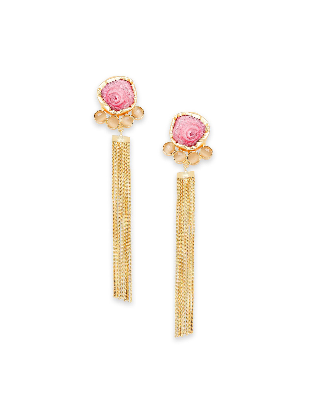 Moon Dust Gold-Toned Contemporary Drop Earrings