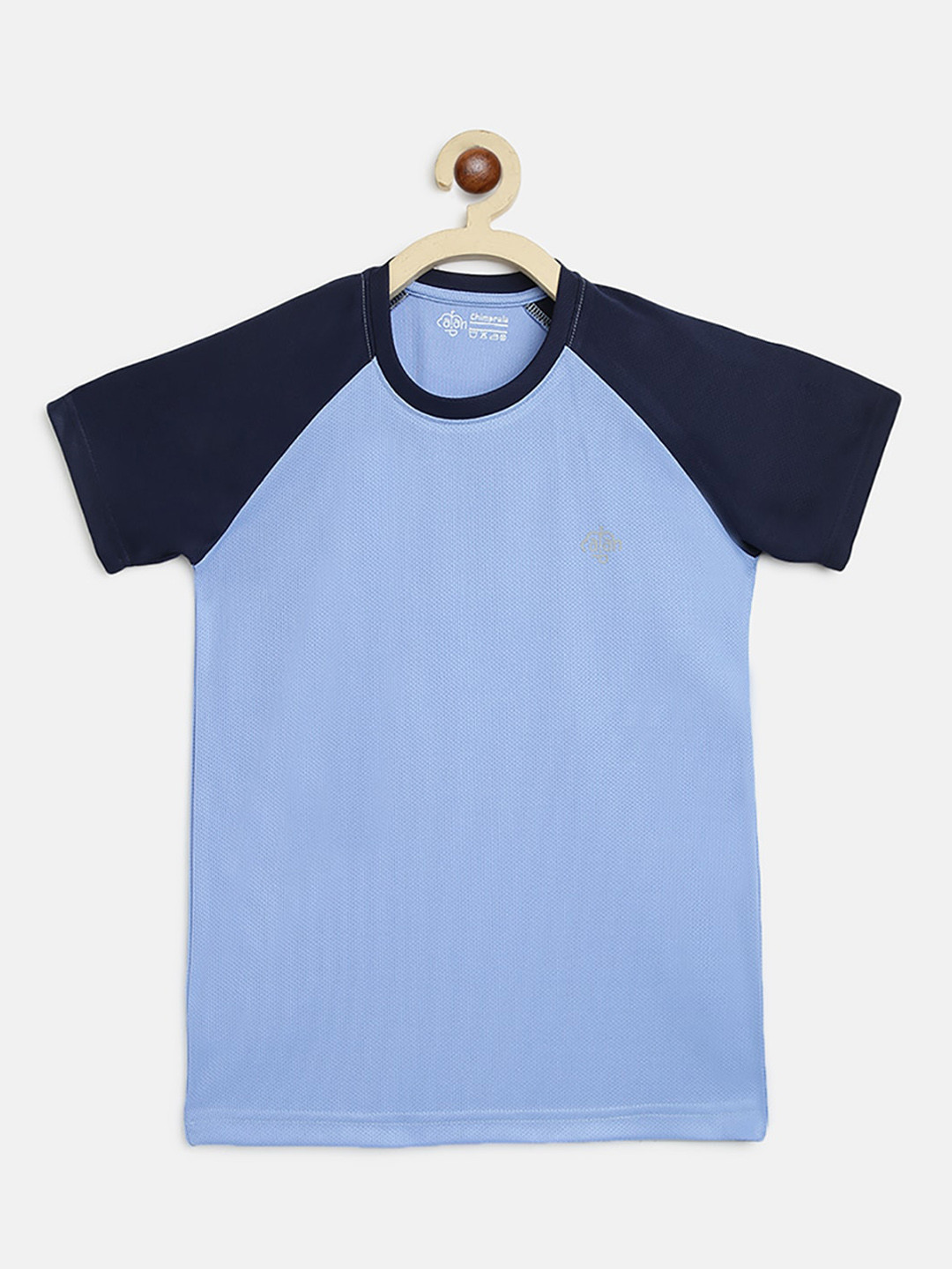 CHIMPRALA Girls Blue Colourblocked Sports T-shirt
