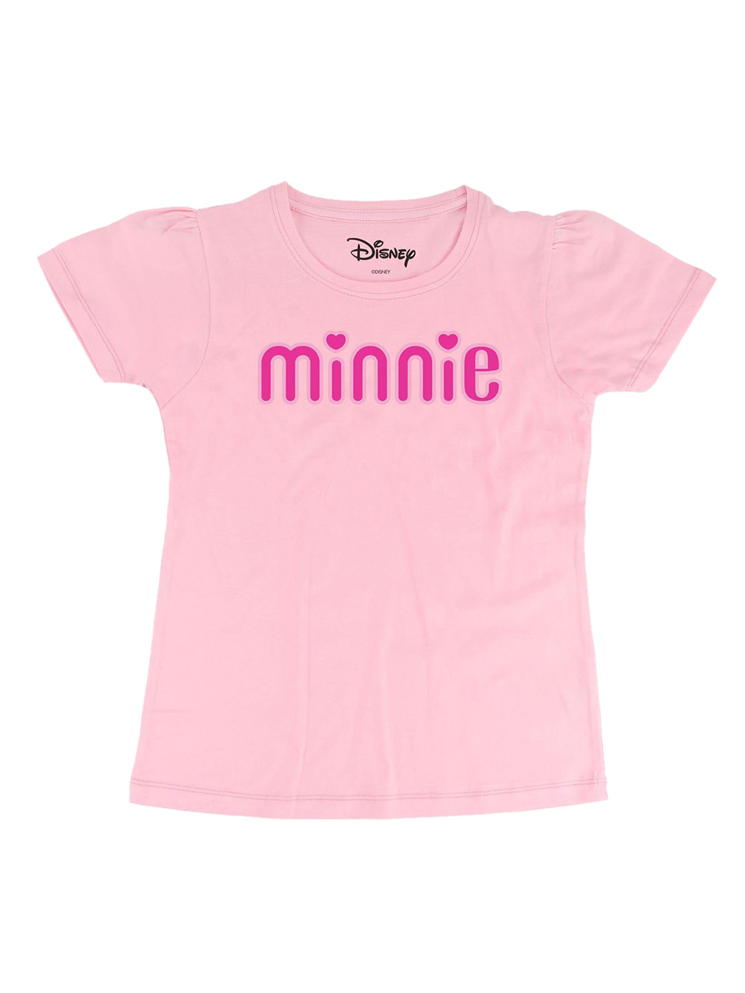 Minnie Girls Pink Printed Round Neck T-shirt