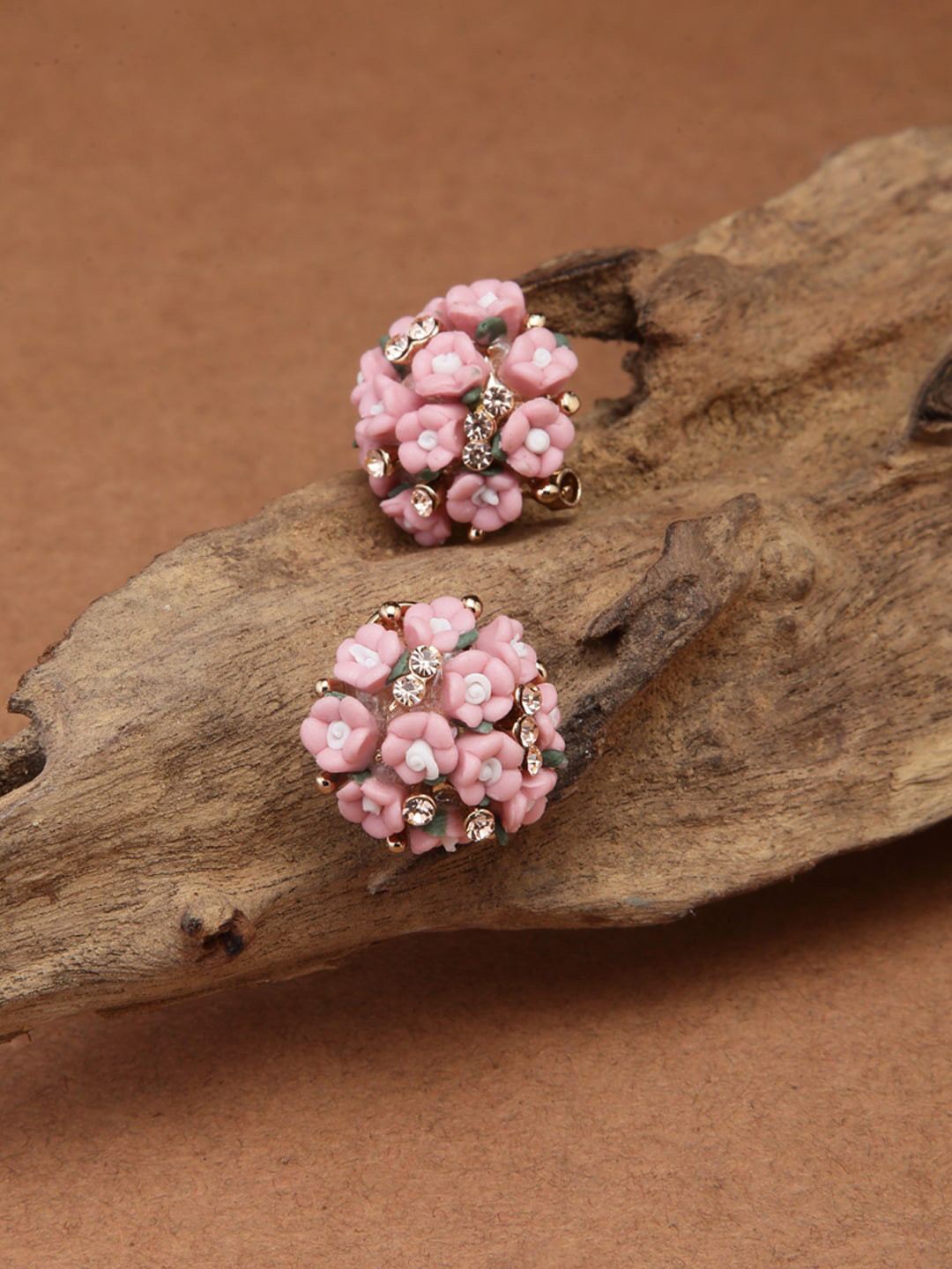 Shining Diva Fashion Pink Floral Studs