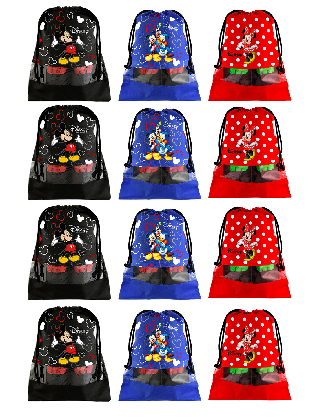 Kuber Industries Black, Blue & Red Set Of 12 Disney Printed Dust-Proof Shoe Organisers