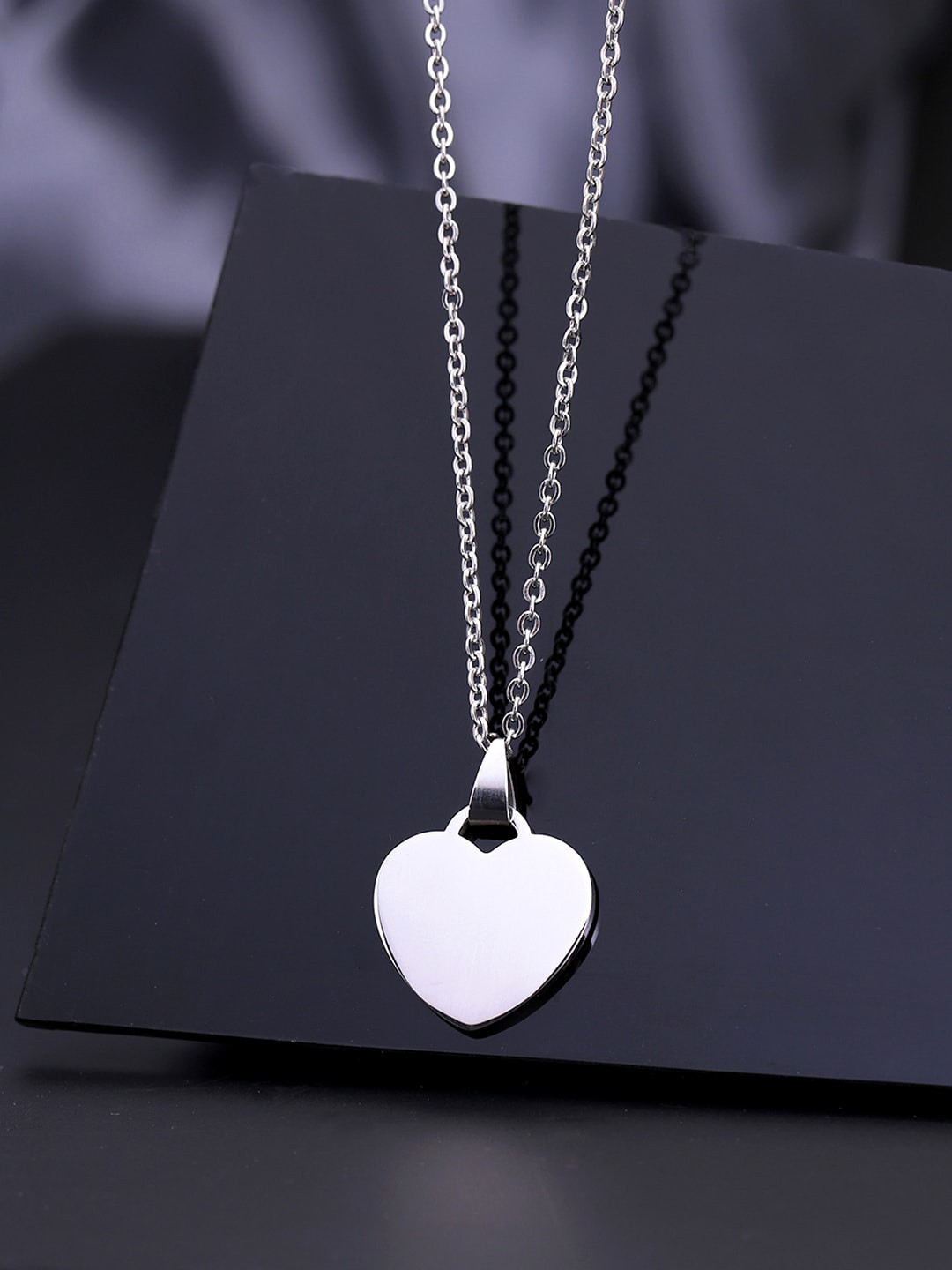 Yellow Chimes Woman Silver-toned Stainless Steel Love Heart Chain Pendant With Chain