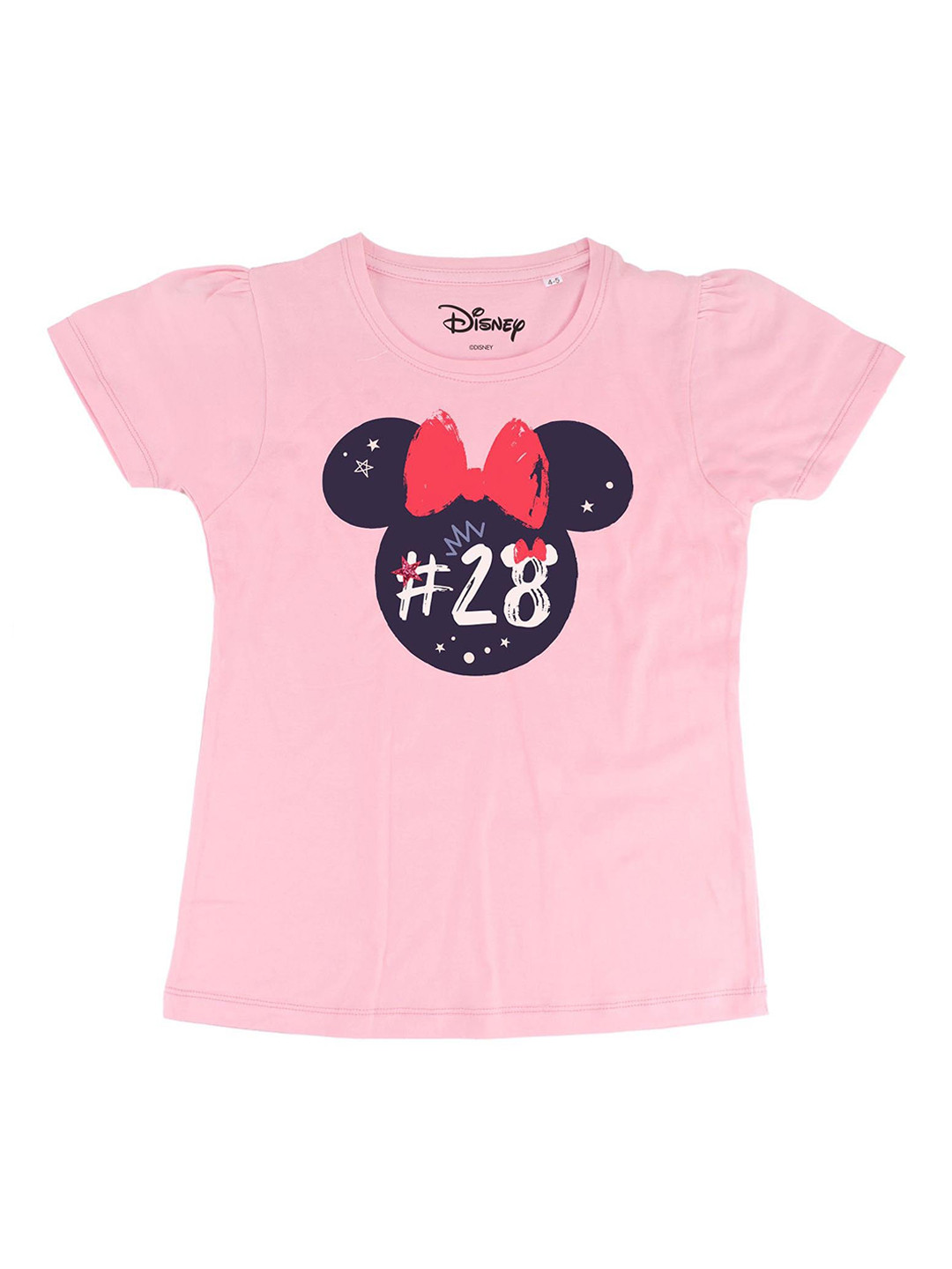 Minnie Girls Pink Printed Round Neck T-shirt