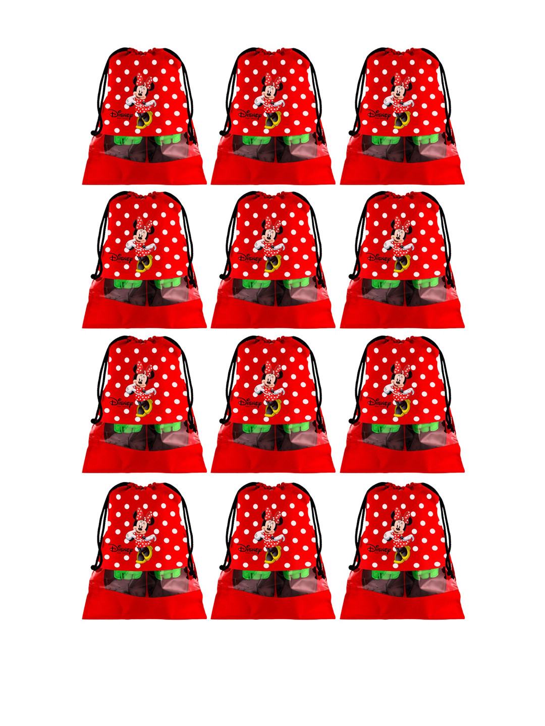 Kuber Industries Set Of 12 Red Disney Minnie Mouse Printed Dust-Proof Shoe Organisers