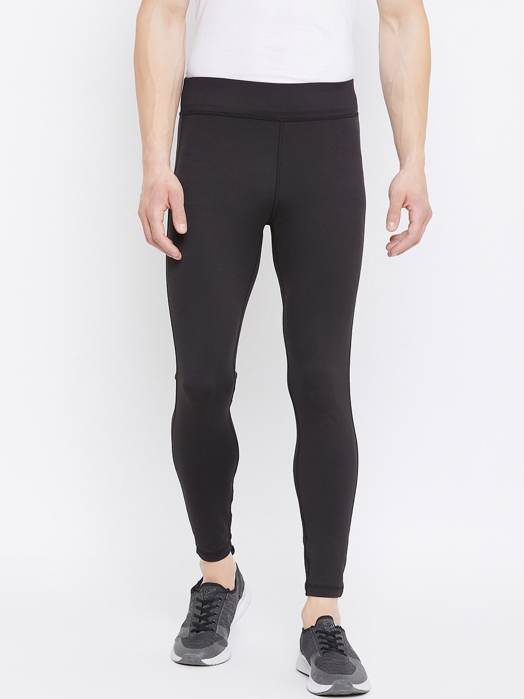 JUMP USA Men Black Solid e-Dry Technology Active Wear Tights