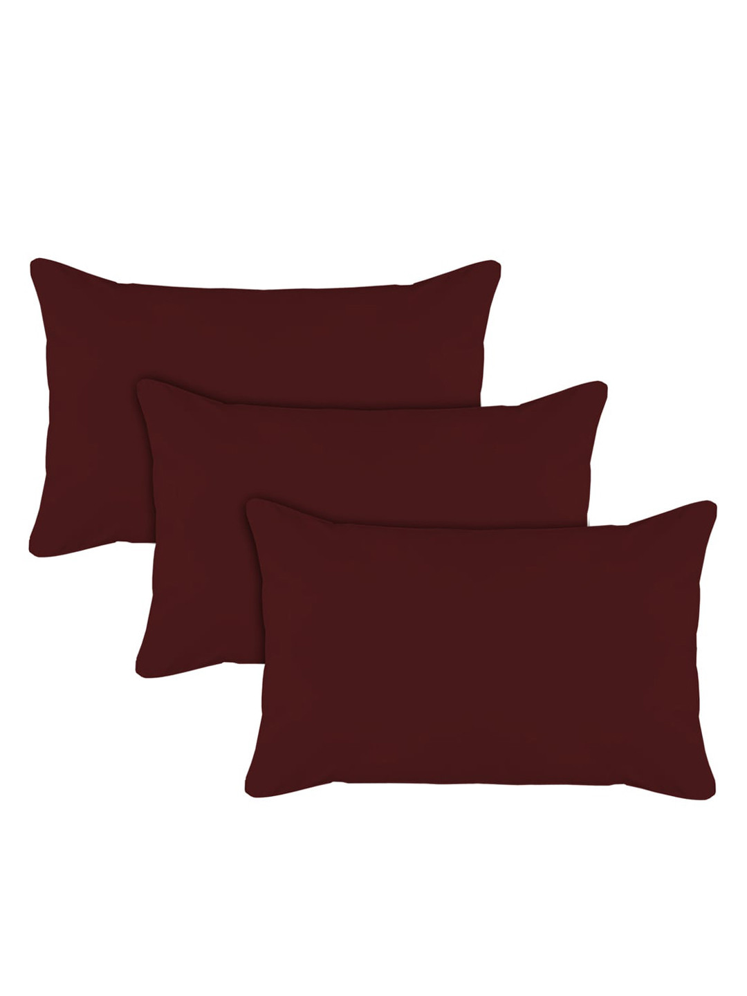 Kuber Industries Brown Solid Polycotton Stain-Resistant Set of 3 Medium Fibre Sleep Pillow-60 x 40 x 1 cm
