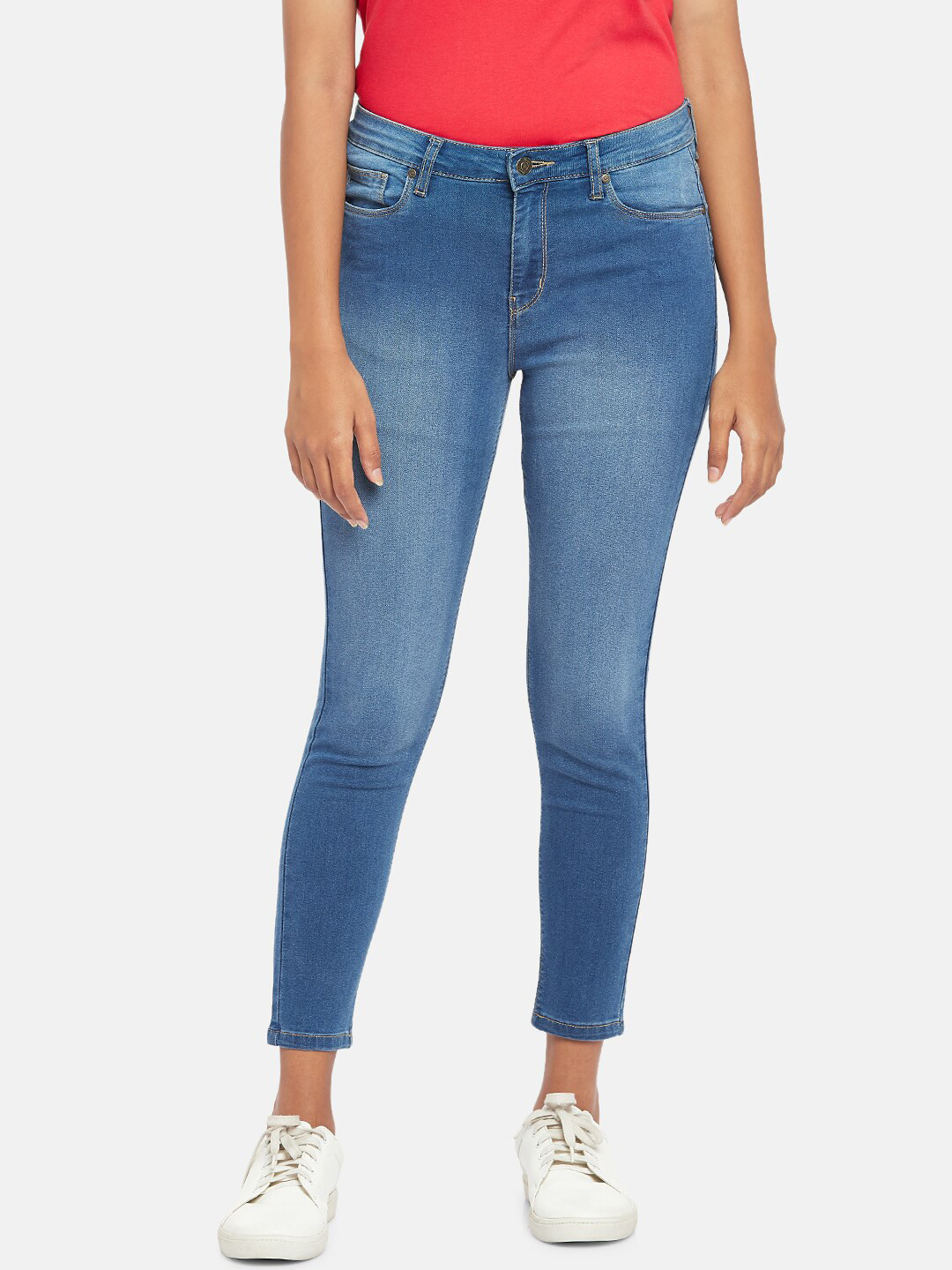 People Women Blue Slim Fit Light Fade Jeans