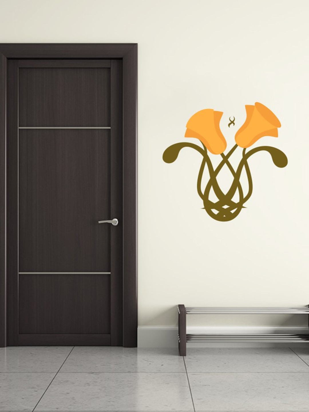 rawpockets PVC Floral Matte Sticking Hall Wall Hangings-29.5In