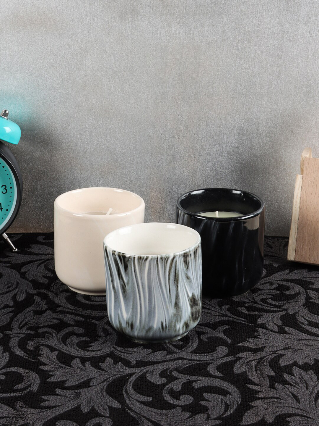 INCRIZMA Set of 3 Scented Wax Candles with Ceramic Holders