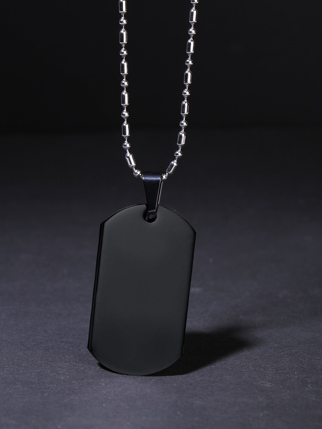 Yellow Chimes Men Black & Silver-Toned Pendant with Chain
