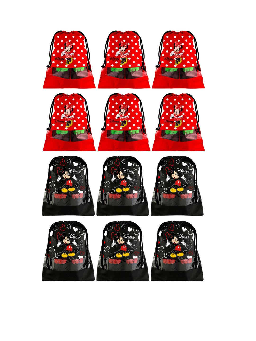 Kuber Industries Red & Black Set Of 12 Disney Printed Dust-Proof Shoe Organisers