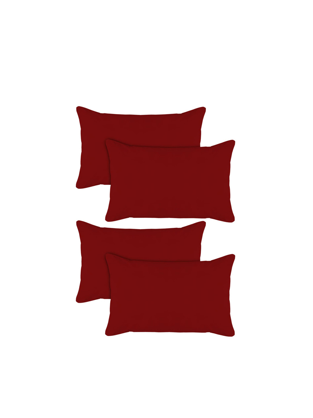 Kuber Industries Maroon Solid Polyester Adjustable Set of 4 Soft Fibre Sleep Pillow-60 x 40 x 1 cm